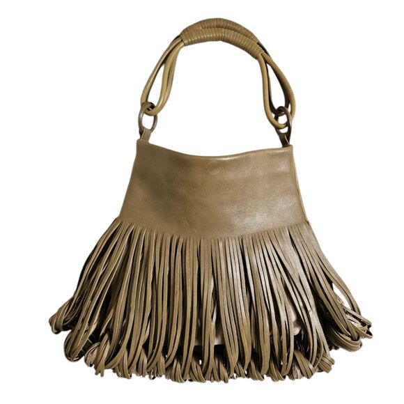 Katherine Kwei Love Knots Olive Green Leather Snakeskin Embossed Hobo - Picture 11 of 11